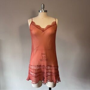 Vintage Victoria’s Secret flowy sheer pink slip dress with lace